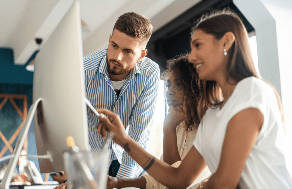 Interior designers managing tasks on the computer